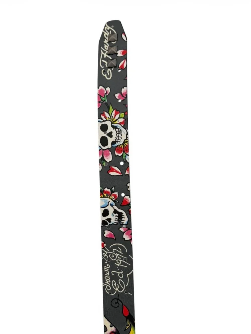 NWT Ed Hardy Studded Dark Gray Graphic Belt Y2K Mens Size 36